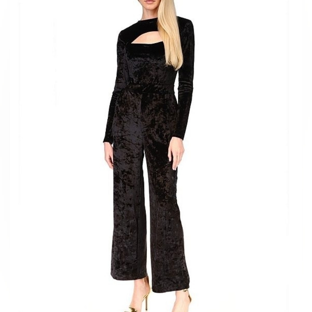 NEW! MICHAEL KORS Black Velvet Cut Out Jumpsuit 3X.